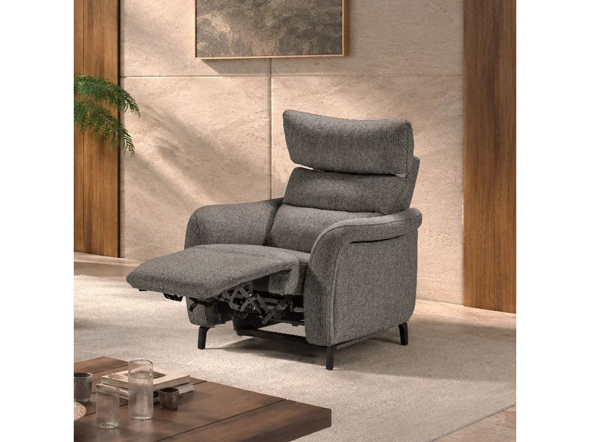 Fauteuil relax électrique tissu gris - VARENNE