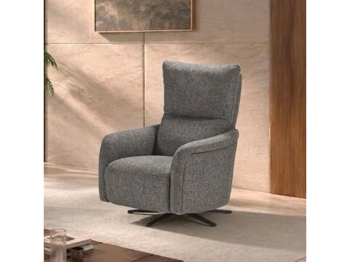 Fauteuil relax électrique pivotant tissu gris - VARENNE