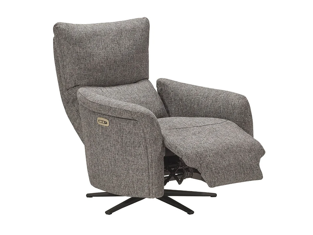 Fauteuil relax électrique pivotant tissu gris - VARENNE