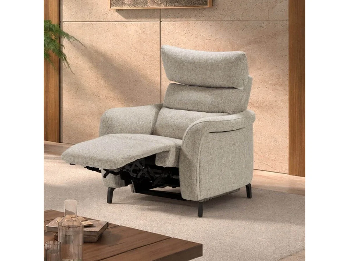 Fauteuil relax électrique tissu beige chiné - VARENNE