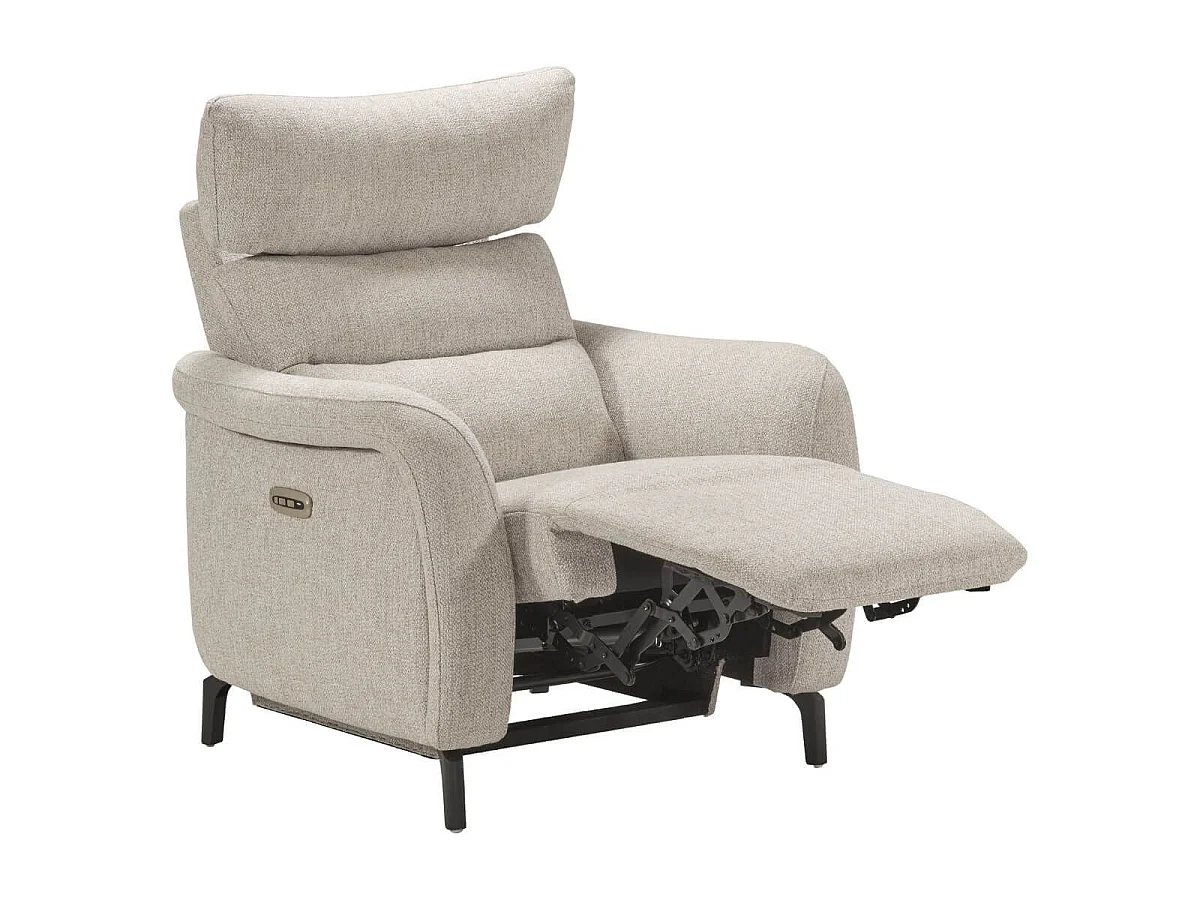 Fauteuil relax électrique tissu beige chiné - VARENNE