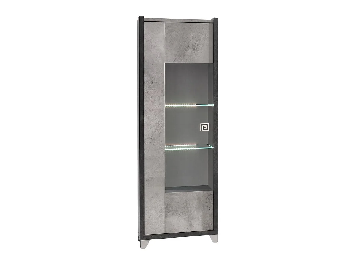 Salon table basse 2 vitrines meuble TV aspect béton ciré 2 tons - HAMPTON
