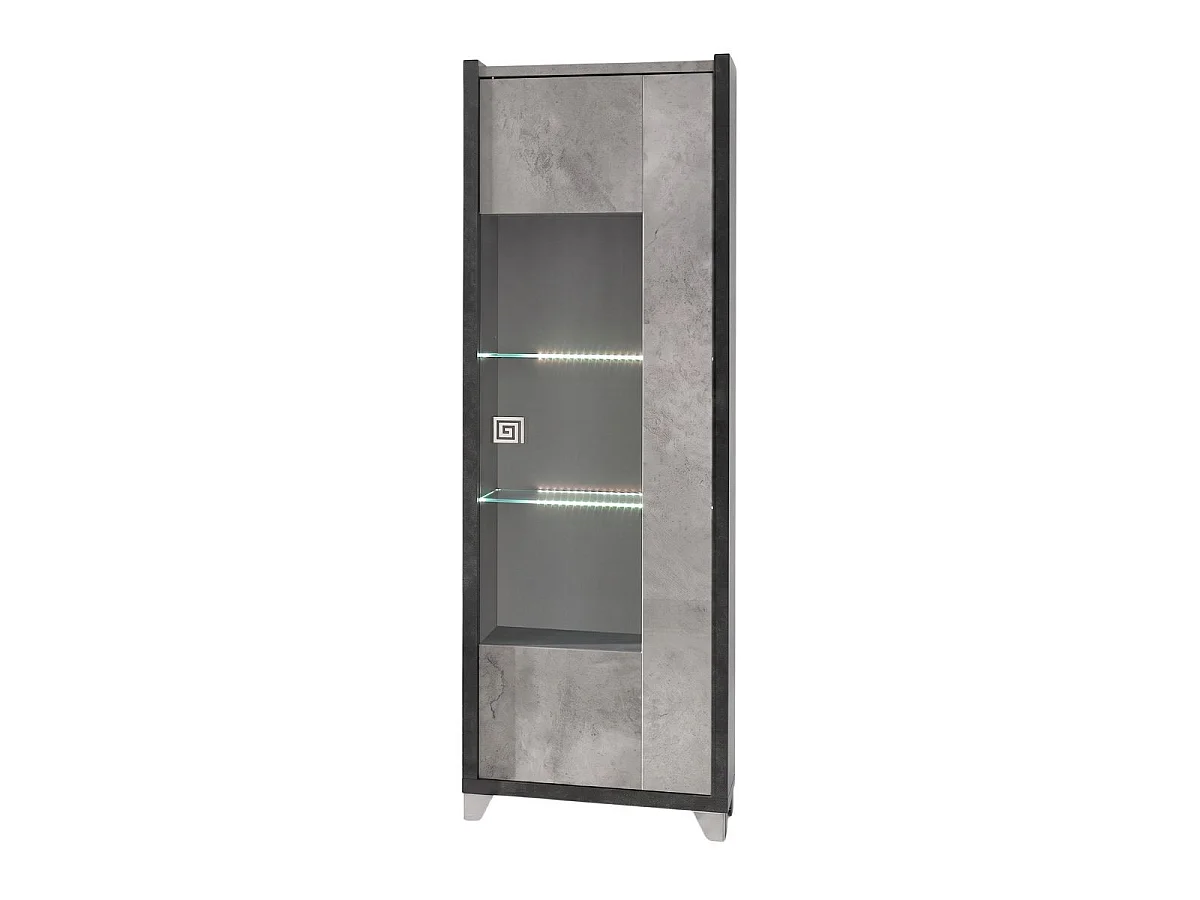 Salon table basse 2 vitrines meuble TV aspect béton ciré 2 tons - HAMPTON