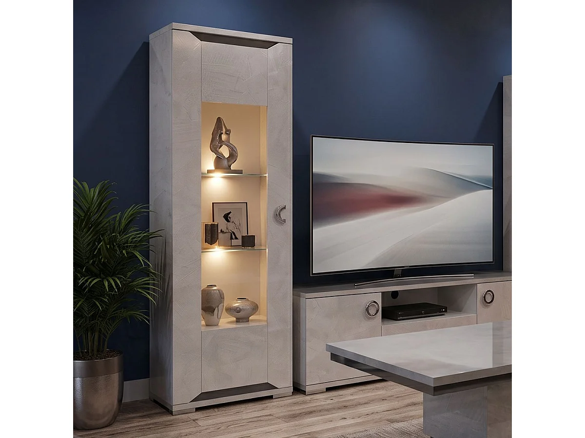 Ensemble salon aspect ciment et anthracite - LIBECCIO