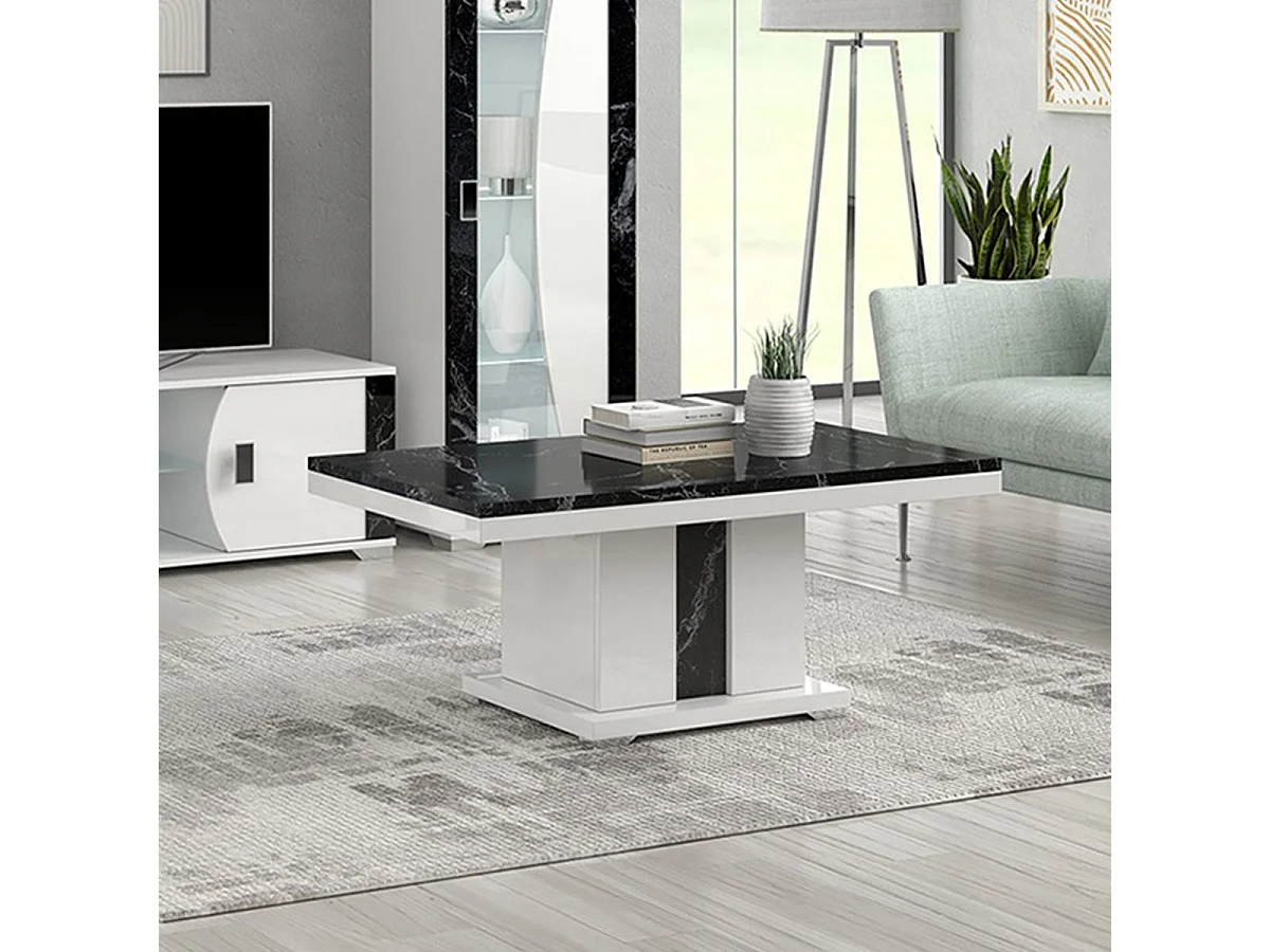 Ensemble salon blanc et aspect marbre noir - TAHOE