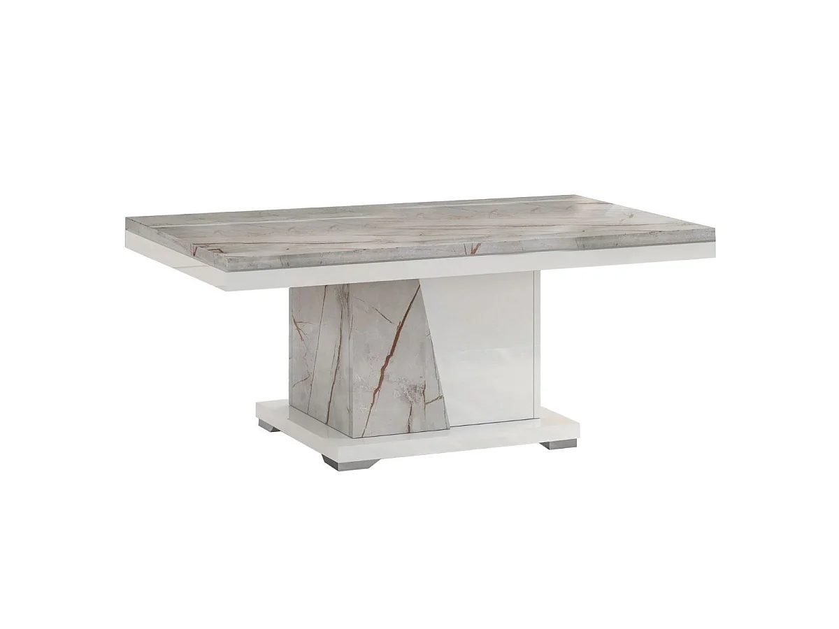 Ensemble salon blanc et aspect marbre gris-brun - NERVY
