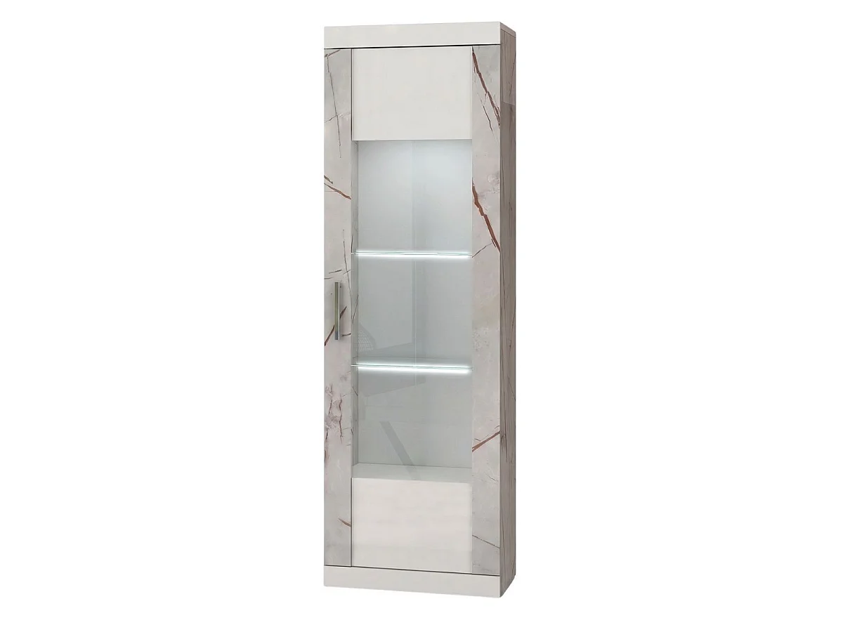 Ensemble salon blanc et aspect marbre gris-brun - NERVY