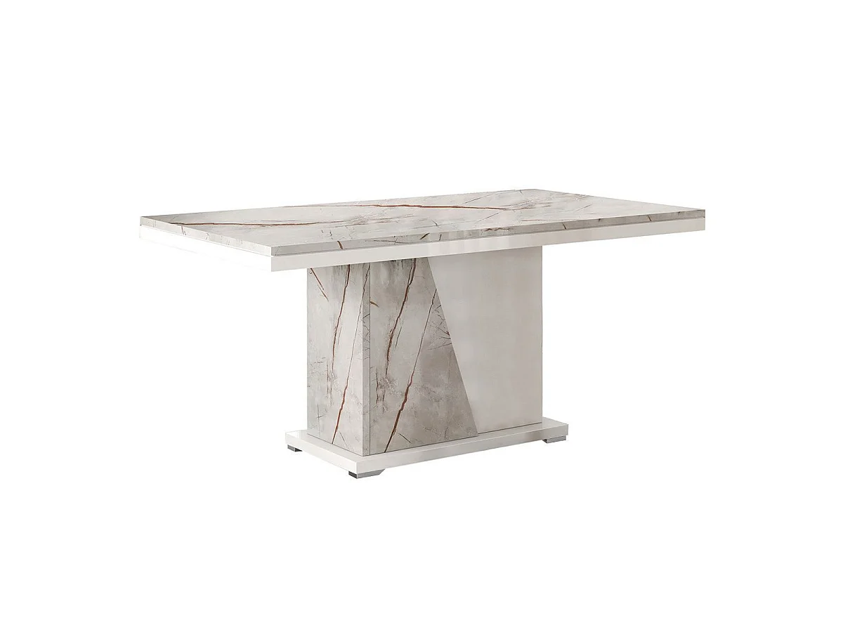 Séjour complet avec vitrine blanc et aspect marbre gris-brun - NERVY