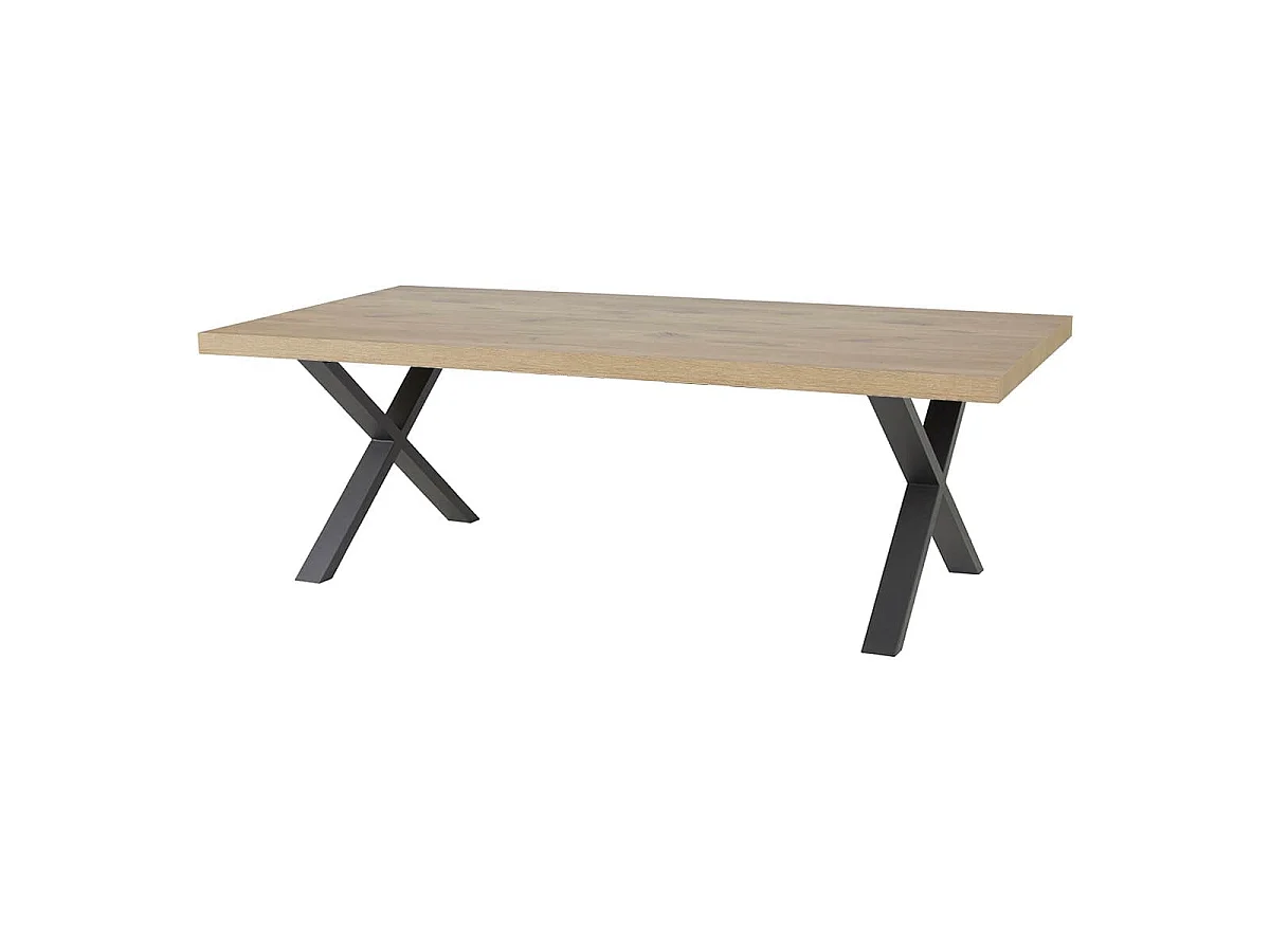 Table repas 170cm aspect chêne Canyon Piètement X en métal - SÉQUENCE