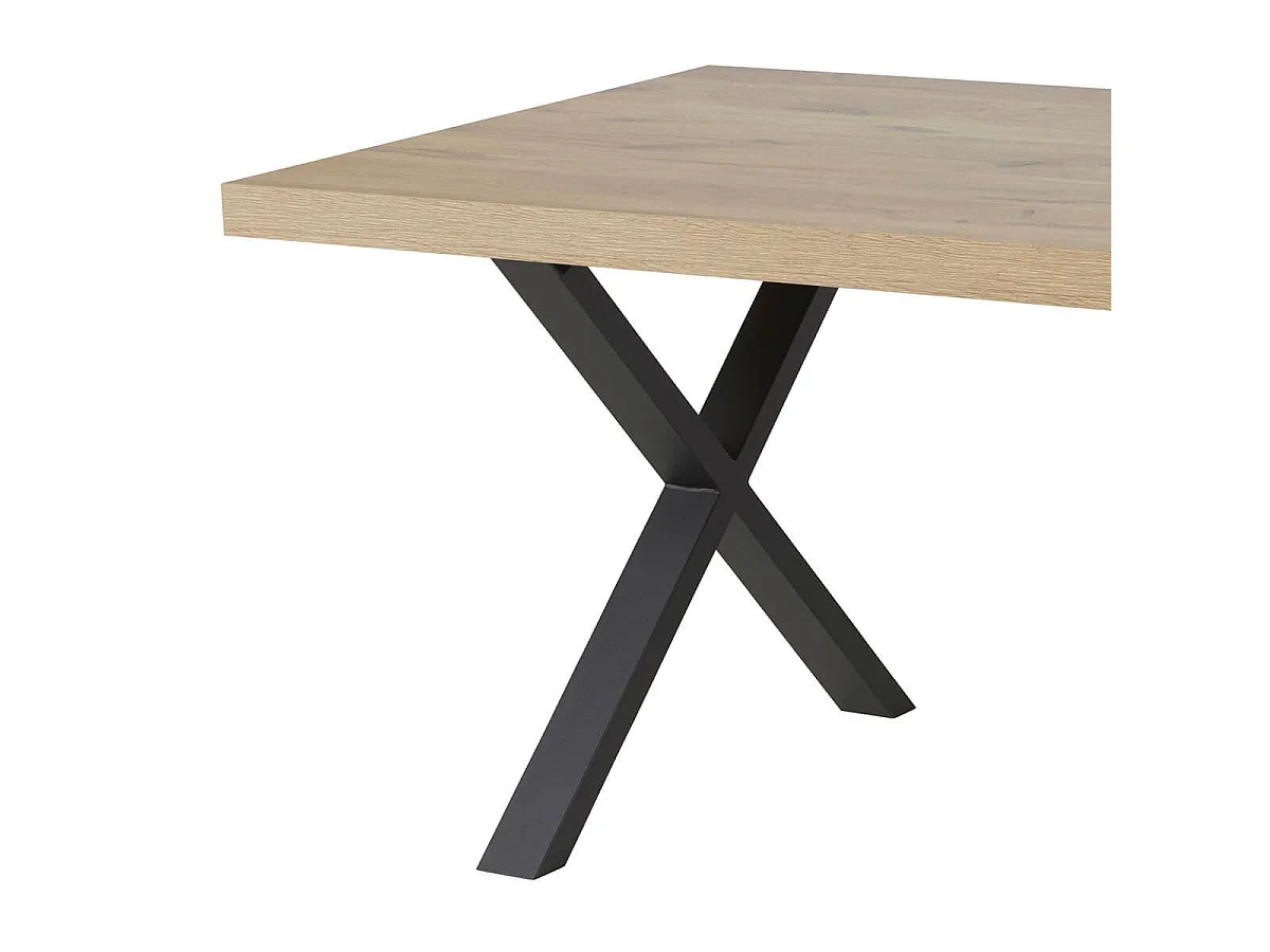Table repas 170cm aspect chêne Canyon Piètement X en métal - SÉQUENCE