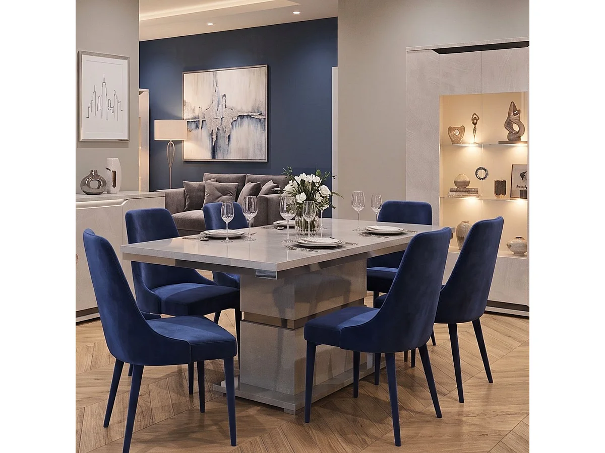 Séjour complet avec vitrine aspect ciment et anthracite - LIBECCIO