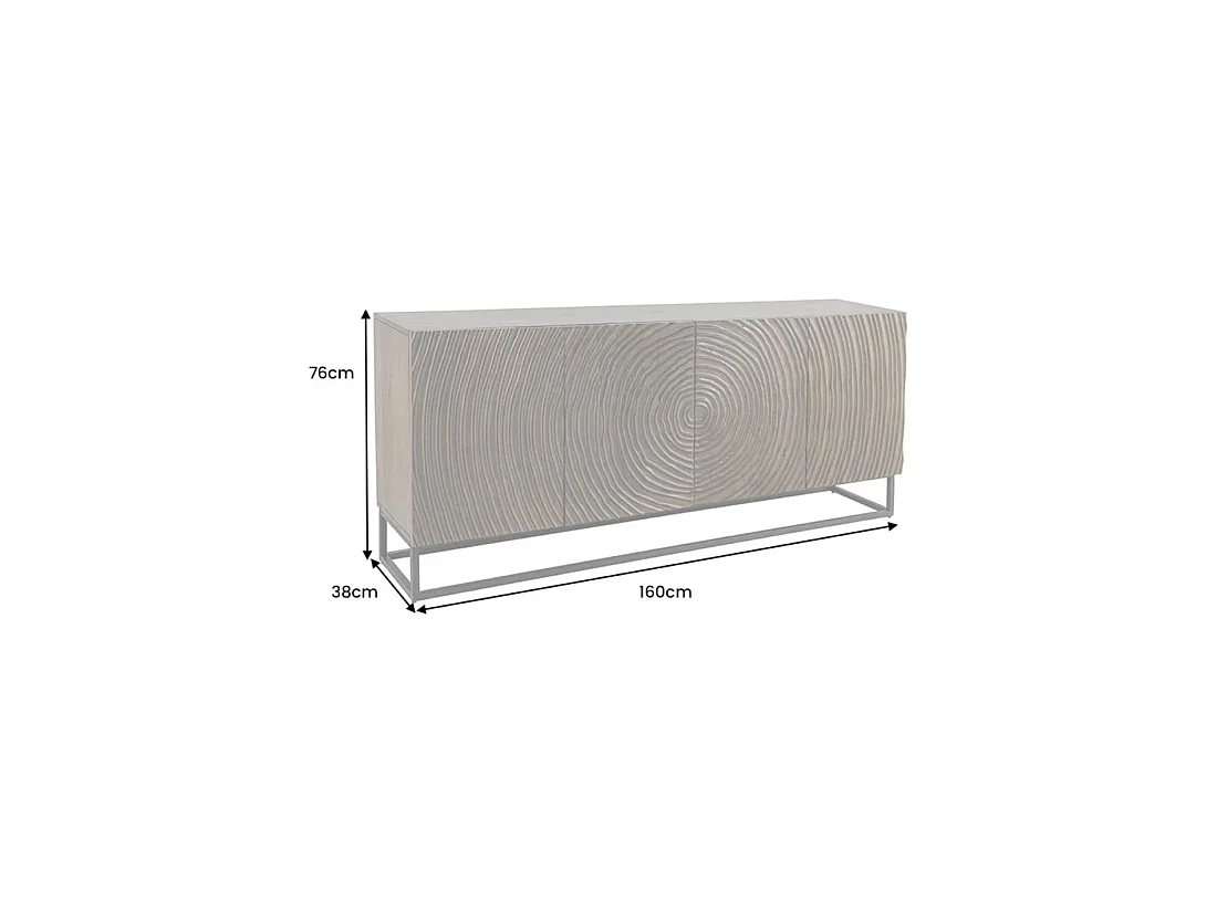 Buffet ZENWOOD 160 cm in donker mangohout – 4 gesneden deuren, bruin en zwart