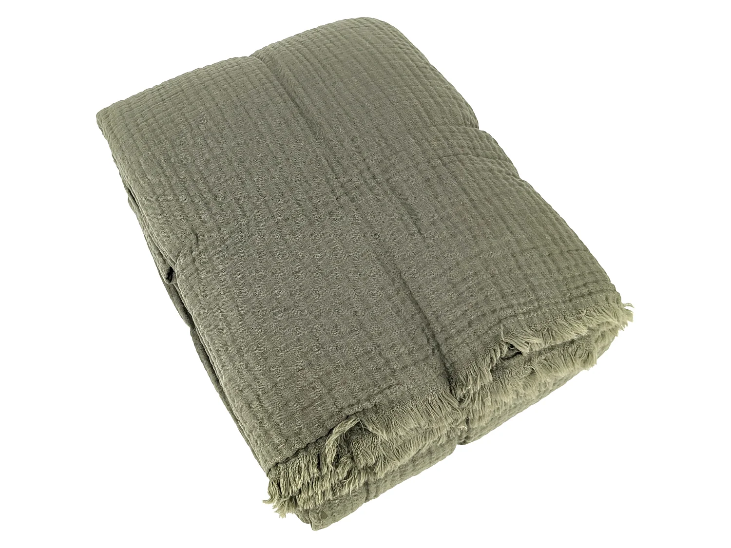Couvre-lit 150x200 cm coton collection PAROS vert mousse