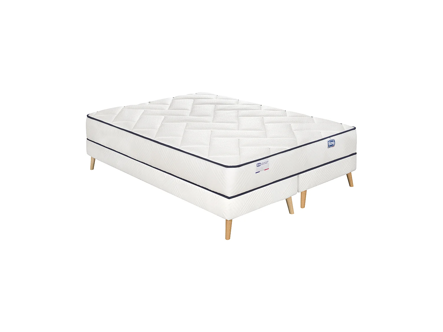 Ensemble EVIDENT, matelas ressorts ensachés 160x200, ferme H23 + 2 sommiers + couette + 2 oreillers