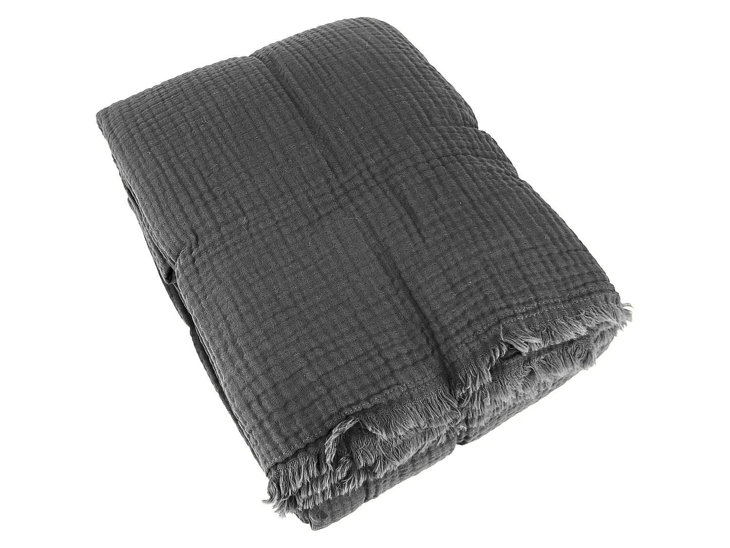 Couvre-lit 260x240 cm coton collection PAROS noir caviar