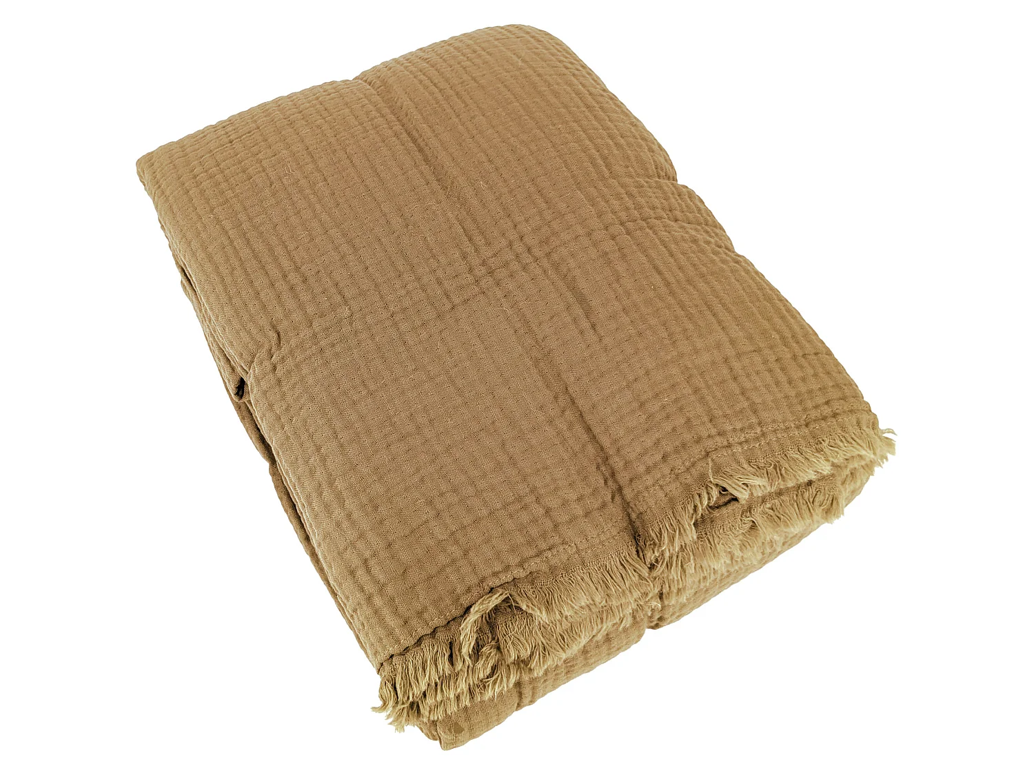 Couvre-lit 260x240 cm coton collection PAROS marron houblon