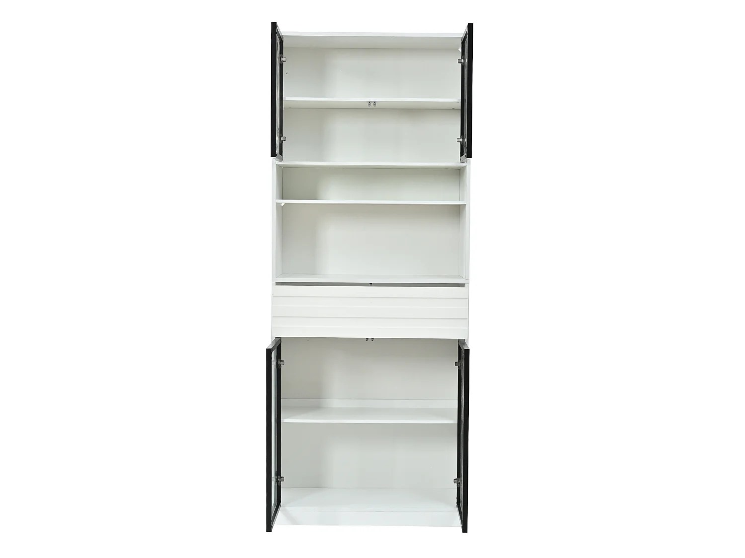 Display cabinet with 4 glass doors, 1 drawer and RGB LED lighting - MDF - 80 x 35 x 200 cm - White