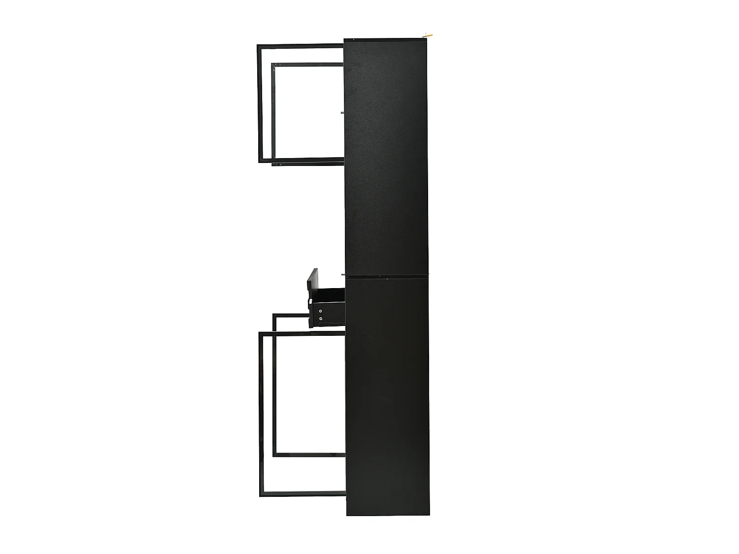 Set of 2 display cabinets with 8 glass doors, 2 drawers and LEDs - MDF - 160 x 35 x 200 cm - Black