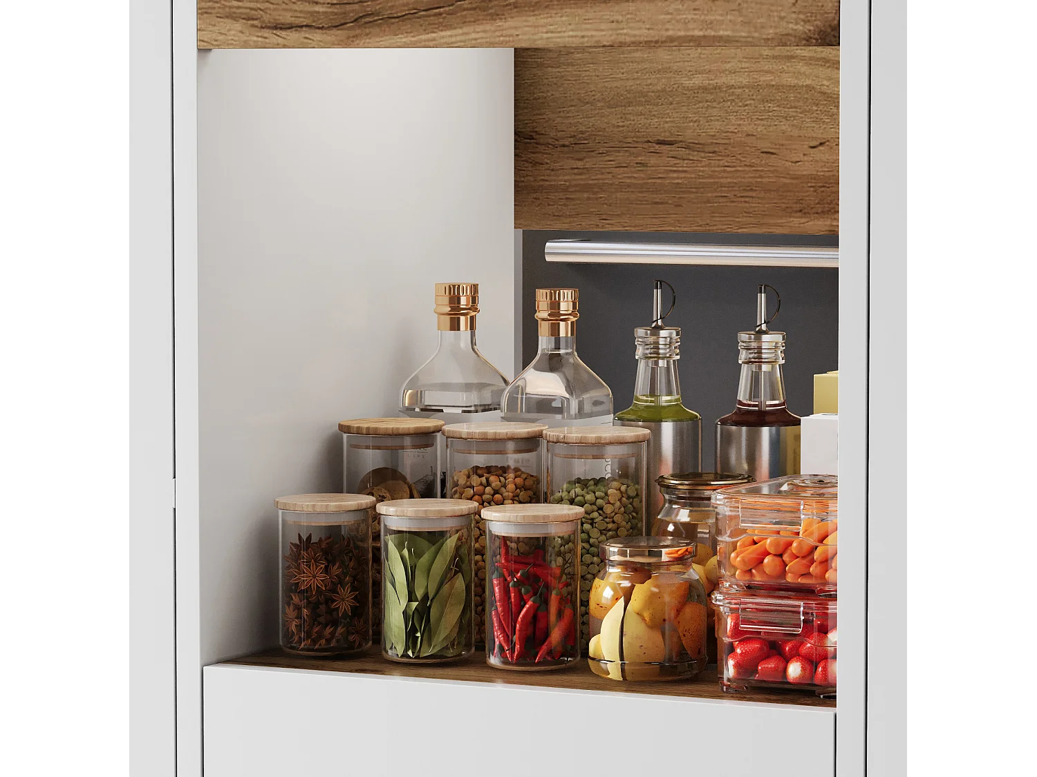 Îlot central de cuisine avec plateau rabattable, 3 tiroirs, 1 porte et étagères réglables - MDF - 150 x 65 x 80 cm - Blanc
