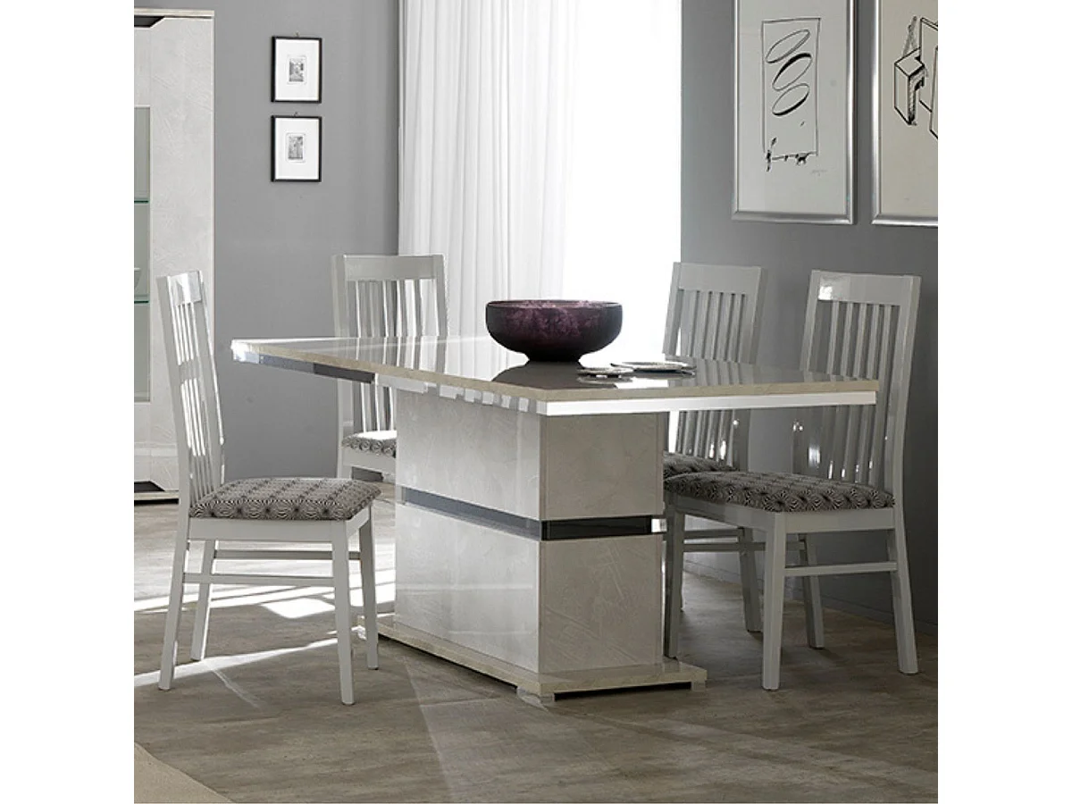 Table rectangulaire pied central aspect ciment et anthracite - LIBECCIO