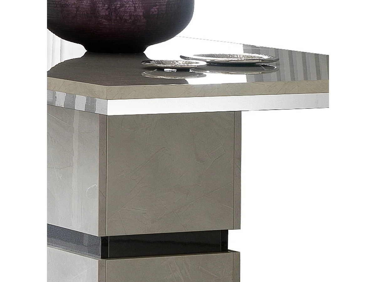 Table rectangulaire pied central aspect ciment et anthracite - LIBECCIO
