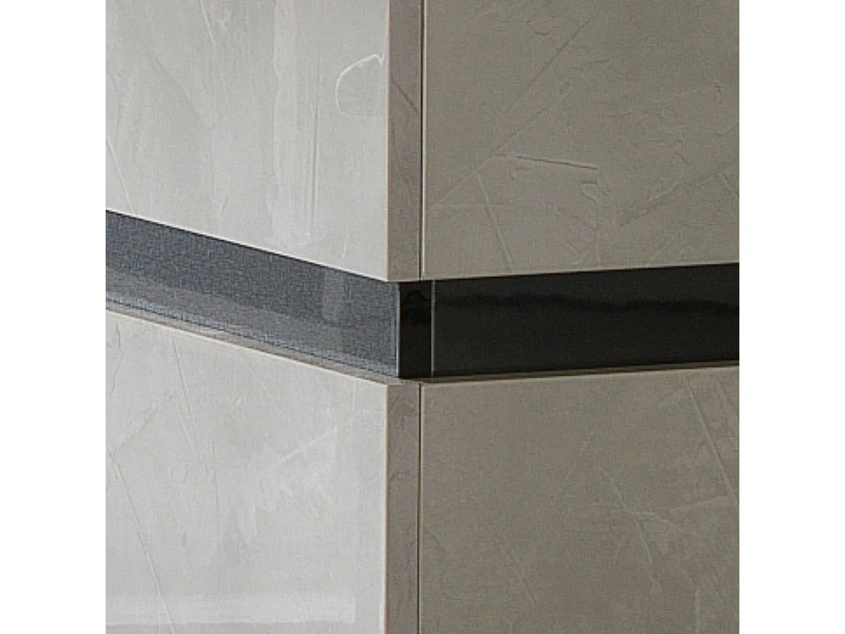 Table rectangulaire pied central aspect ciment et anthracite - LIBECCIO