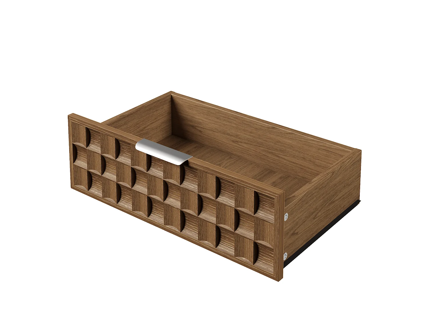 Komoda z 6 szufladami, frontami z efektem tłoczenia i metalowymi uchwytami - MDF - 120 x 37 x 77 cm - Dąb