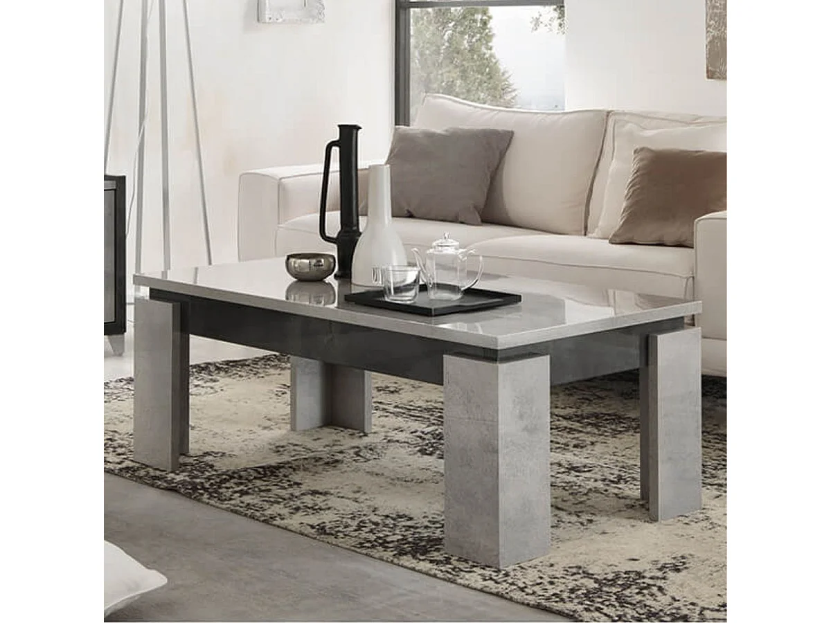 Table basse design aspect béton ciré 2 tons - HAMPTON