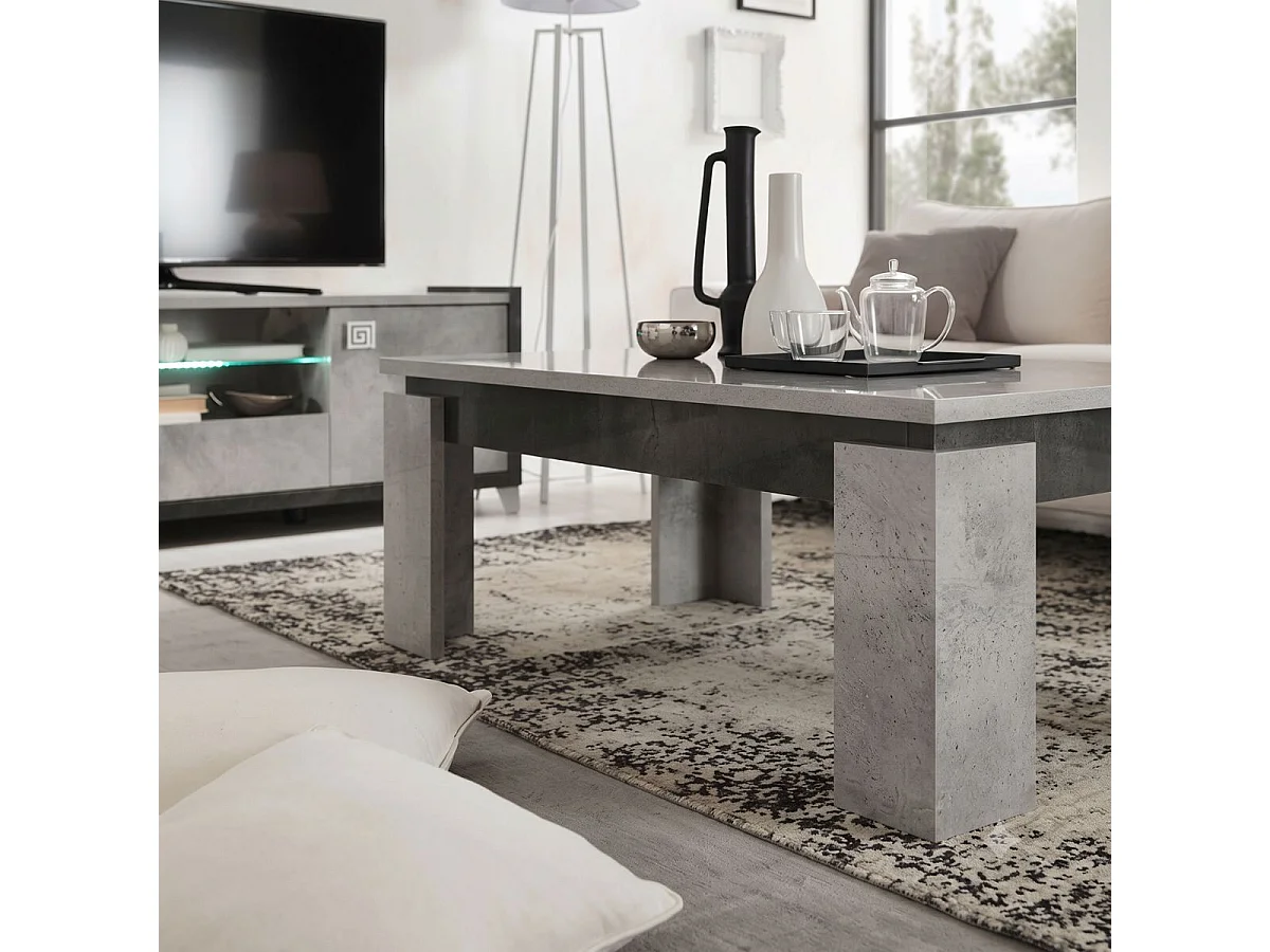 Table basse design aspect béton ciré 2 tons - HAMPTON