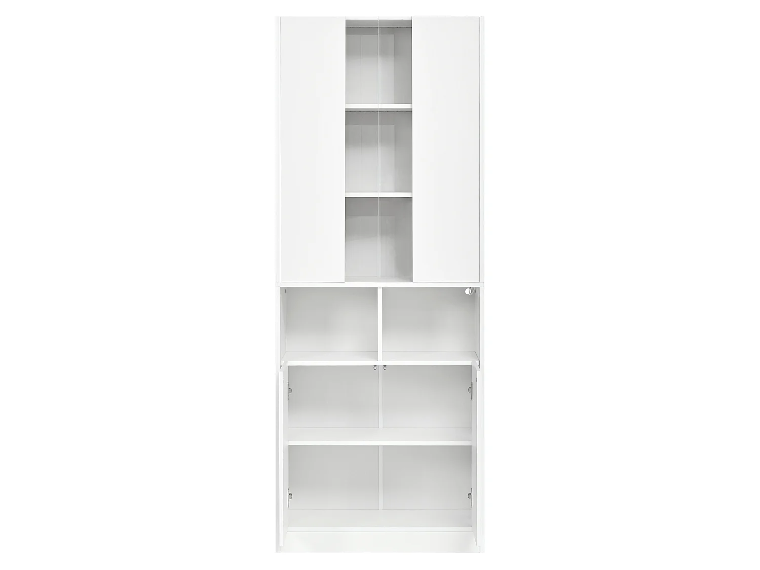 Buffet avec 4 portes et éclairage LED - MDF et panneaux de particules, acrylique - 70 x 35 x 180 cm - Blanc