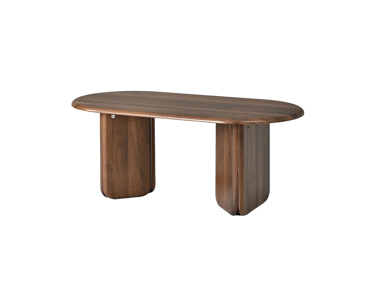 Oval coffee table with rounded legs - MDF - 99 x 50 x 40 cm - Walnut