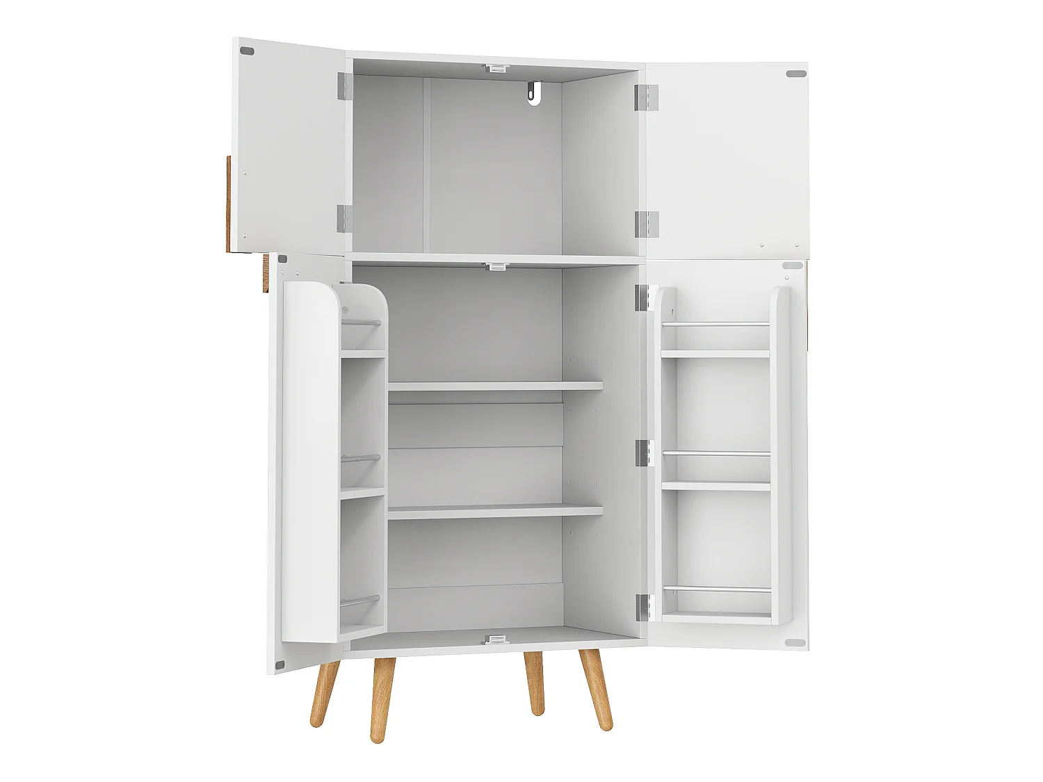 Küchenschrank mit verstellbaren Einlegeböden und 4 Türen – MDF – 60 x 35 x 120 cm – Weiß