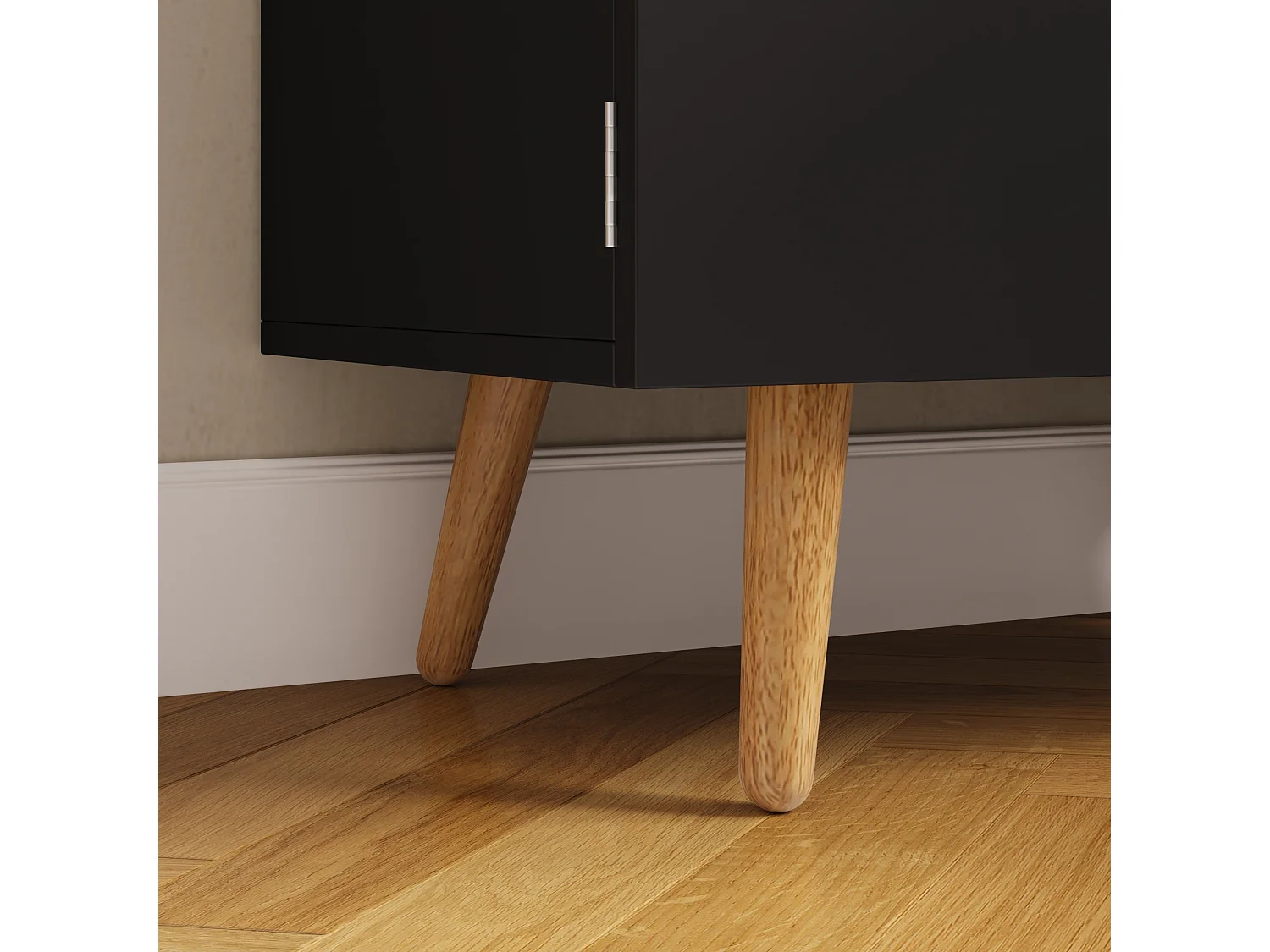 Armoire de cuisine avec étagères réglables et 4 portes - MDF - 60 x 35 x 120 cm - Noir