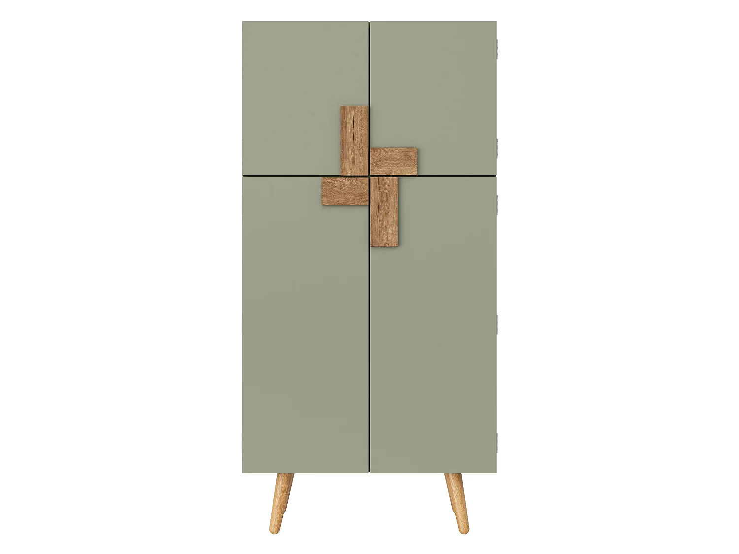 Küchenschrank mit verstellbaren Einlegeböden und 4 Türen – MDF – 60 x 35 x 120 cm – Grün