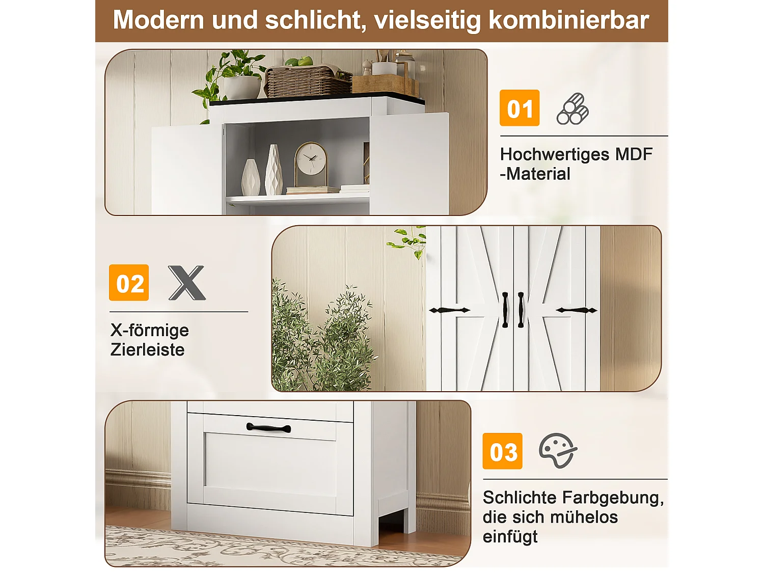 Kitchen cabinet with 2 doors and 2 drawers with adjustable shelves - MDF and particleboard - 60 x 30 x 168 cm - White