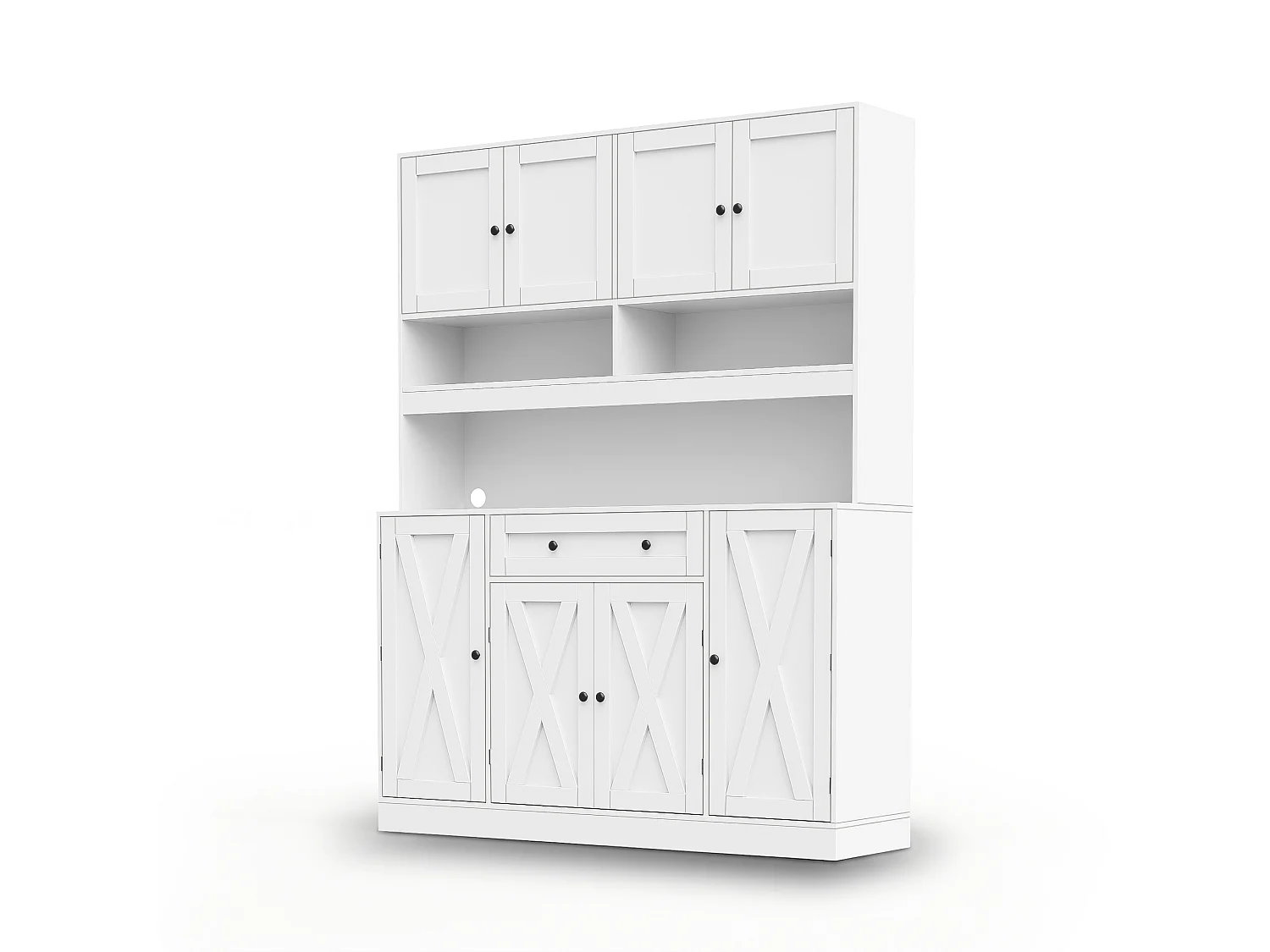 Kitchen sideboard with 1 drawer, adjustable shelves and 8 doors - MDF - 140 x 40 x 185 cm - Matte white