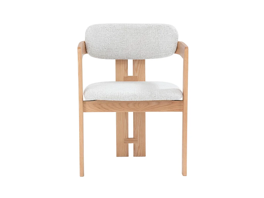 Niko - Chaise de salle à manger en bois de frêne laqué avec assise rembourrée en tissu