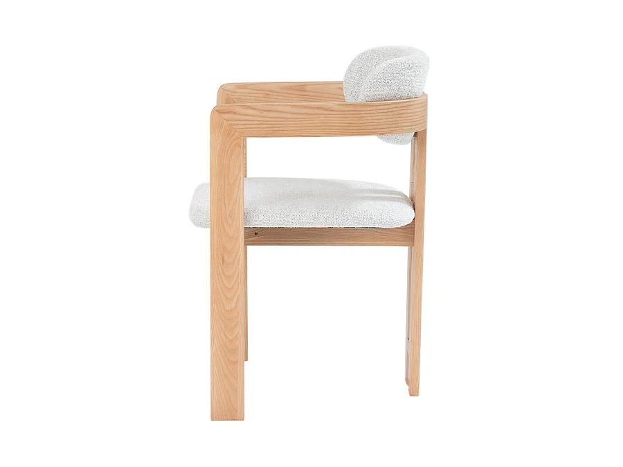 Niko - Chaise de salle à manger en bois de frêne laqué avec assise rembourrée en tissu