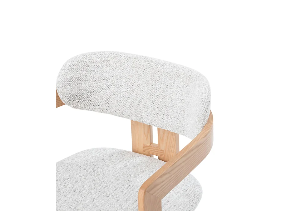 Niko - Chaise de salle à manger en bois de frêne laqué avec assise rembourrée en tissu