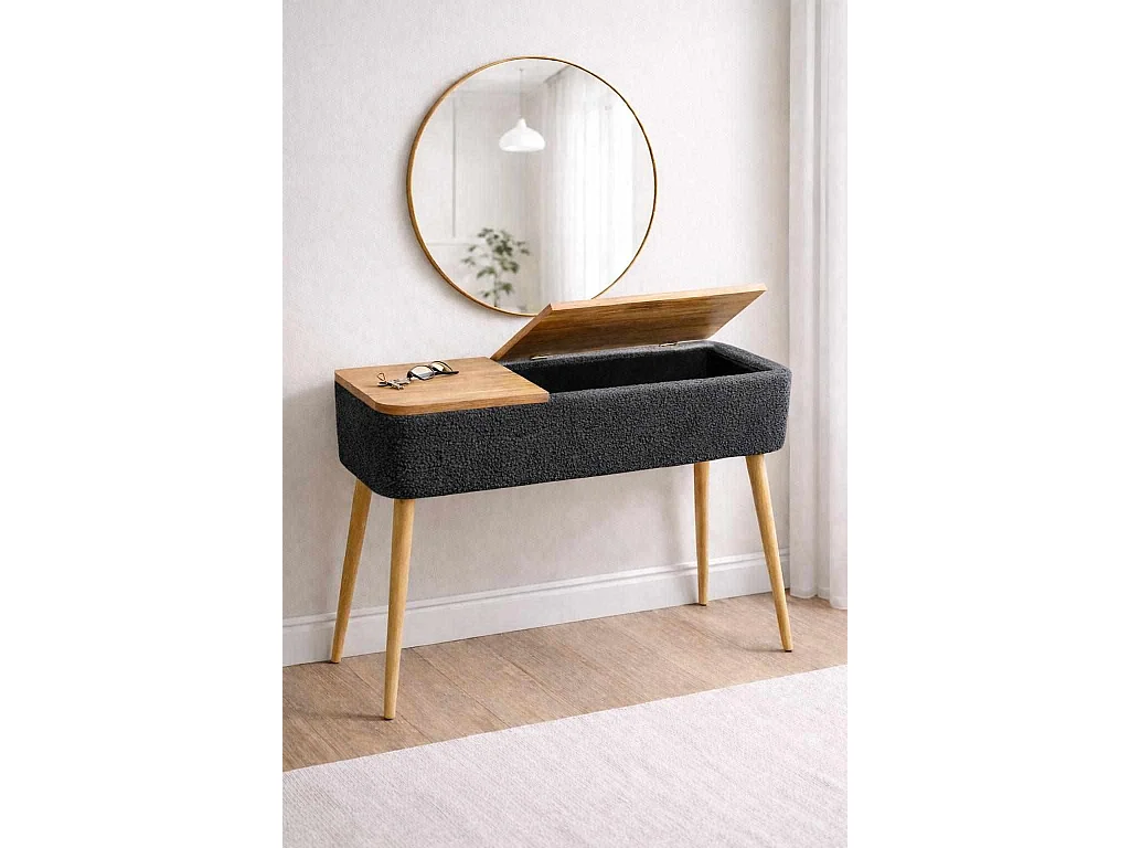 "Sole" Träbuffé - 90 x 30 x 90 cm - Antracitgrå, Rektangulär form, LED-fri