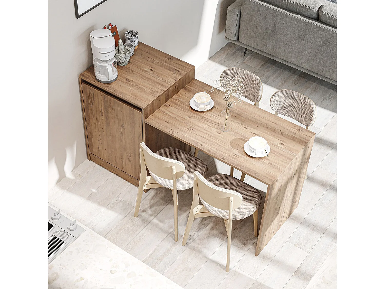 Rechthoekige Beige Houten Keukentafel "2785" - 160 x 60 x 85 cm - Pin Atlantique