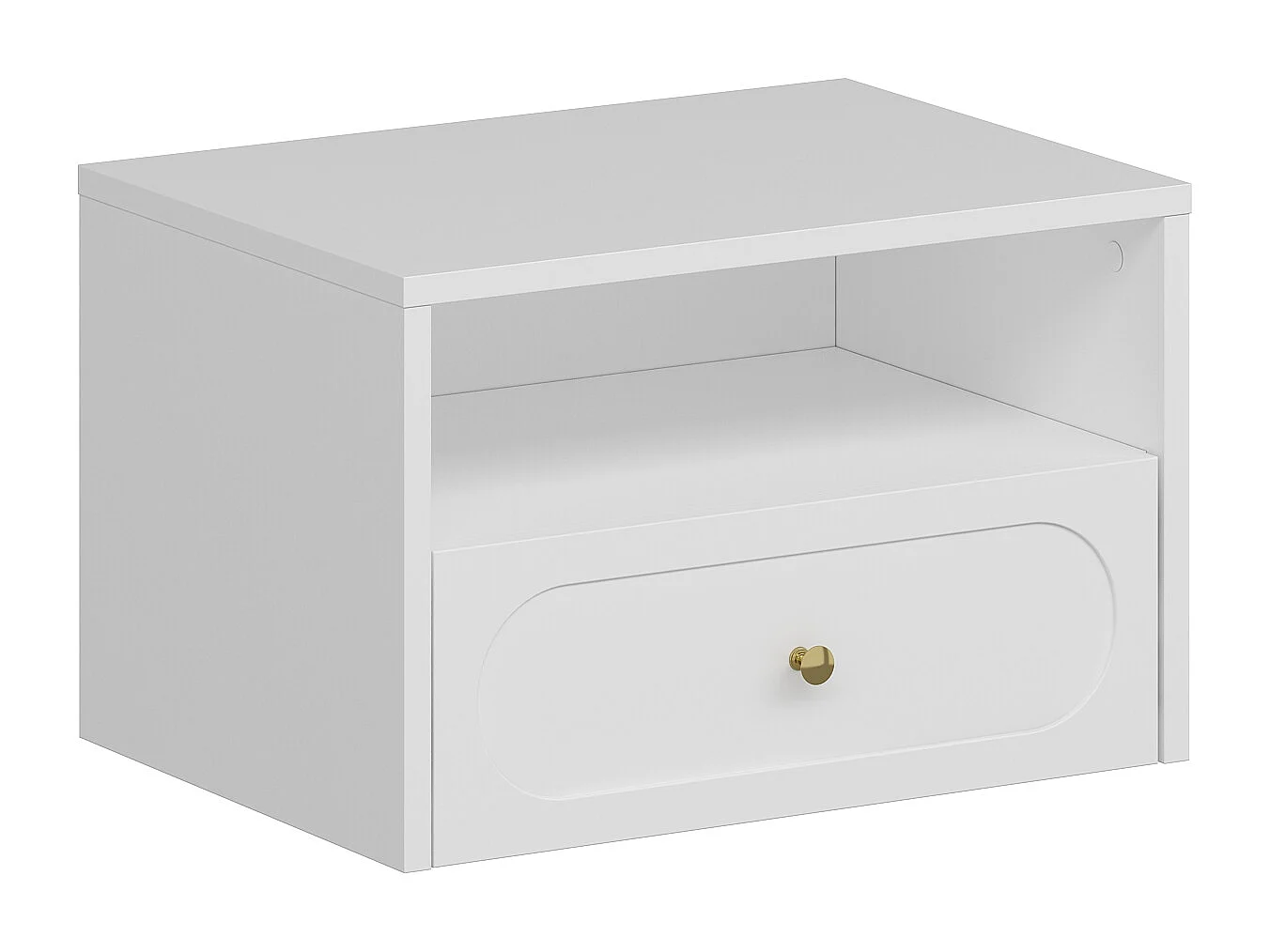 Lot de 2 tables de chevet suspendue - 1 tiroir et 1 niche - Avec leds - Blanc - POTIMA