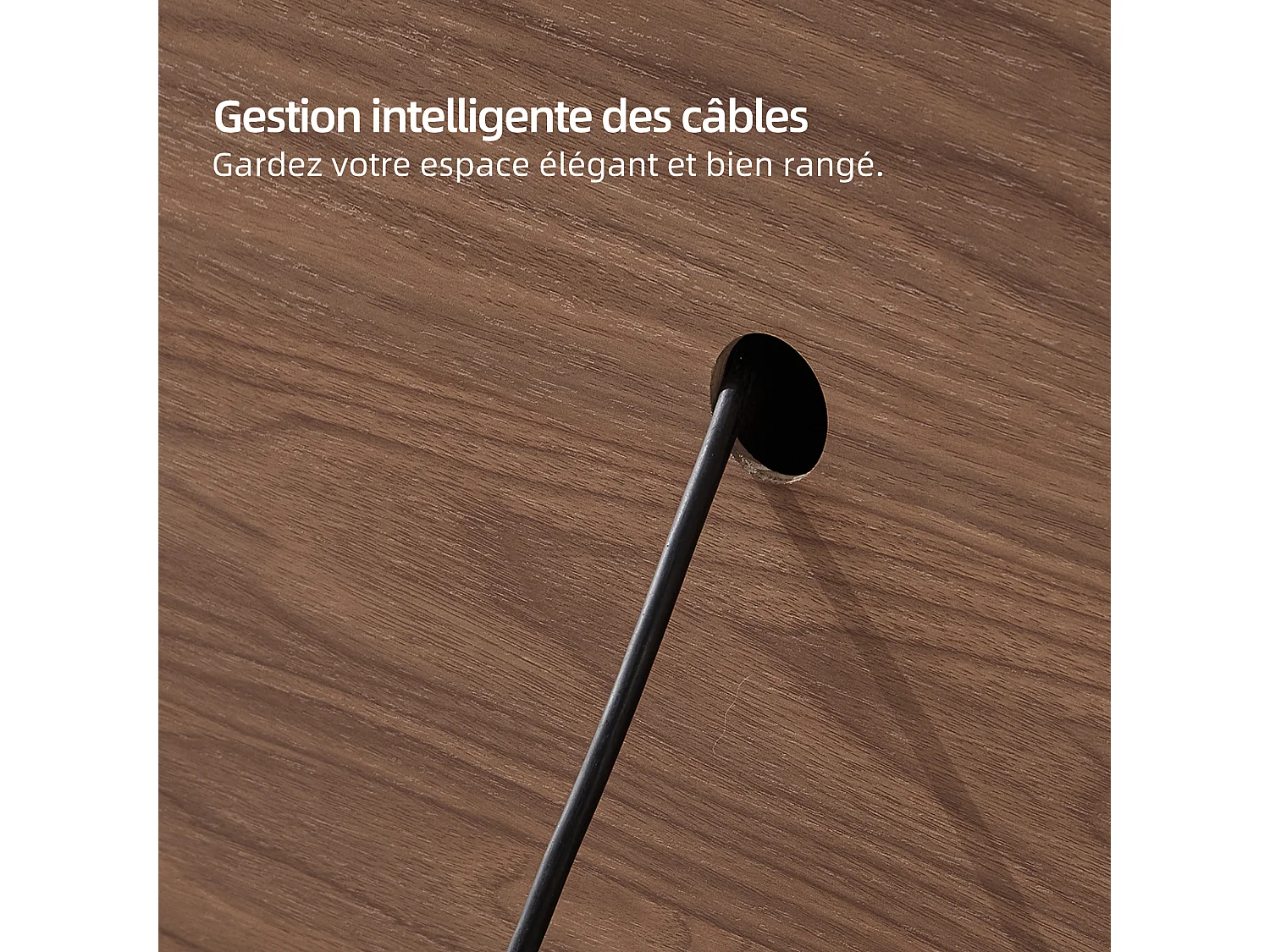 Meuble TV 220 × 40 × 50,5 cm avec porte coulissante à lamelles à déplacement horizontal, rangement, compartiment ouvert et gestion des câbles, marron