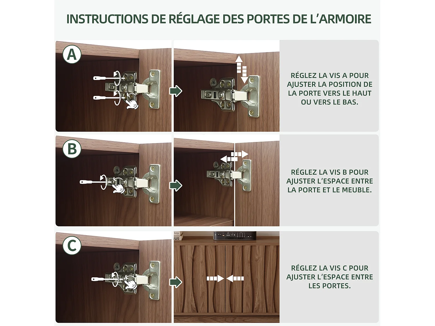 Meuble TV bas 200 × 39 × 49,5 cm avec 4 portes Push-to-Open, grand espace de rangement et gestion des câbles, meuble TV sur pied marron pour salon
