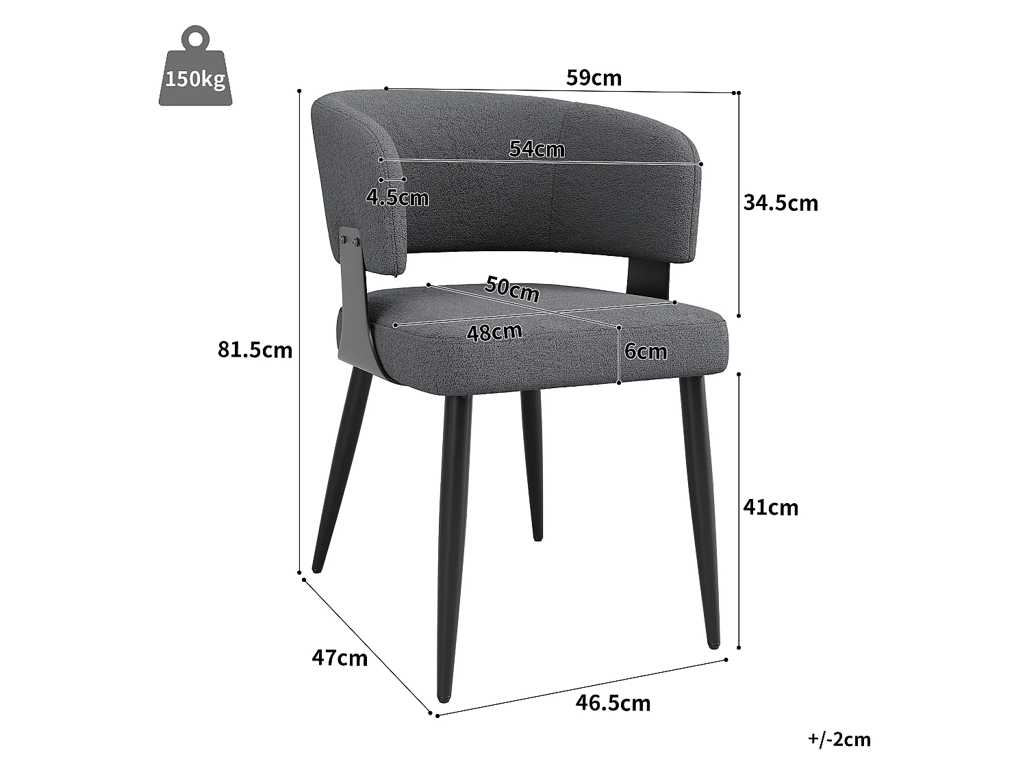 Lot de 6 Chaises en Flanelle, Chaise de Salle à Manger, Chaise Maquillage, Design Ergonomique, Accoudoirs, Beige/Gris