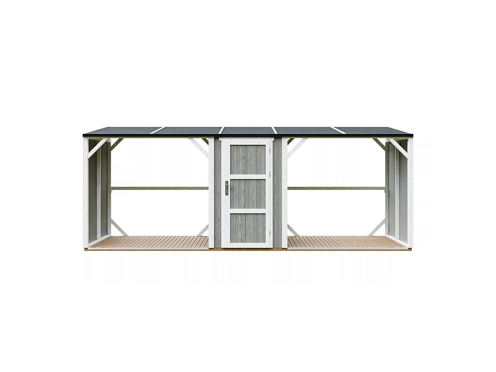 Abri à Bûches Double avec Remise - 6,49 m² - 556x120xH220 cm - Capacité totale de 8,8 m3 - M986-TUNDRA GREY