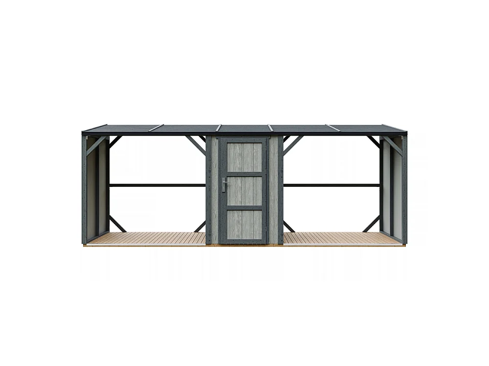 Abri à Bûches Double avec Remise - 6,49 m² - 556x120xH220 cm - Capacité totale de 8,8 m3 - M986-TUNDRA CAVERN
