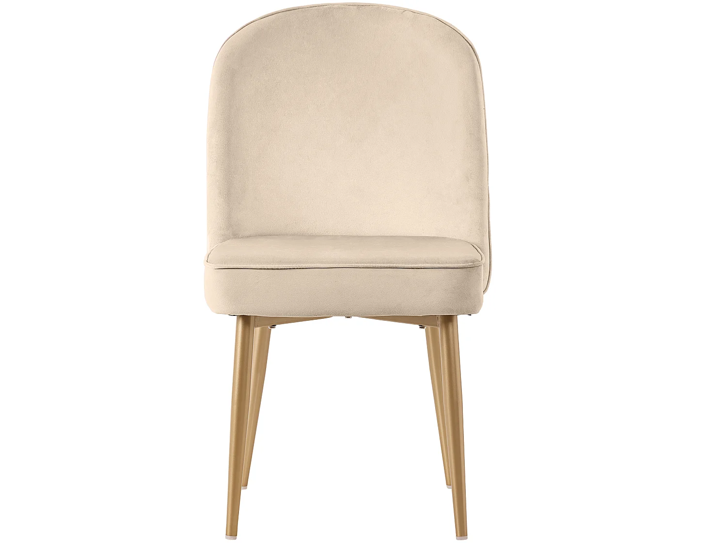 Lot de 2 Chaises de Salle à Manger en Velours Beige, Pieds Métal Doré, Confortable et Moderne, Idéal pour Salle à Manger