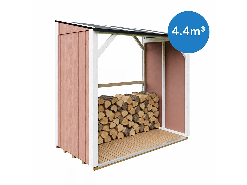 Houtopslag - 2,54 m² - 220x120xH220 cm - Overkapping voor brandhout met 4,4 m³ opslagcapaciteit - M984-REDWOOD RED