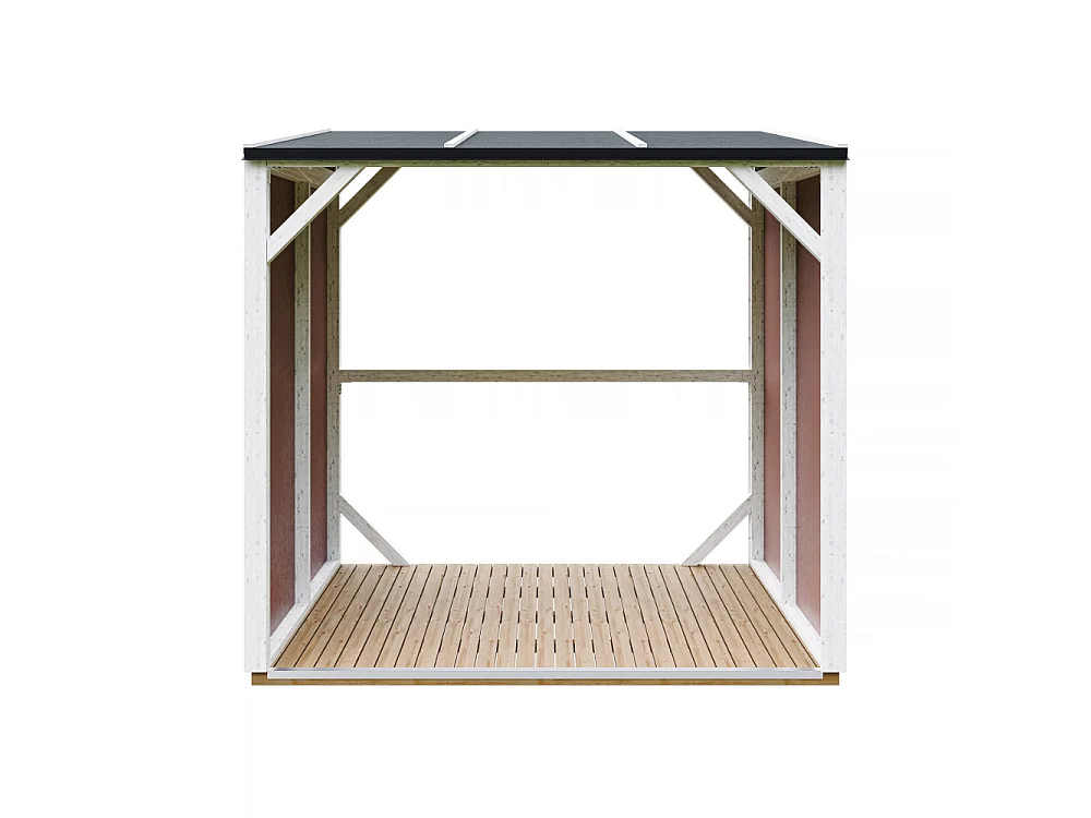 Houtopslag - 2,54 m² - 220x120xH220 cm - Overkapping voor brandhout met 4,4 m³ opslagcapaciteit - M984-REDWOOD RED